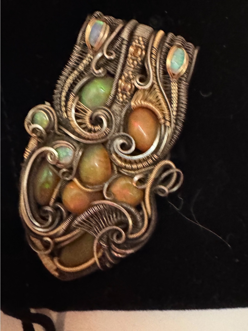 Hand made by Goose Duncan opals and silver pendant